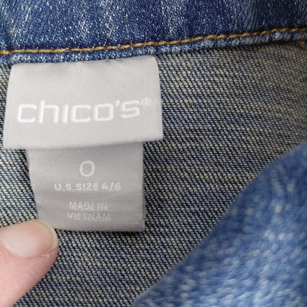 Chico's Blue Denim Jacket with Paisley Print - Picture 4 of 9